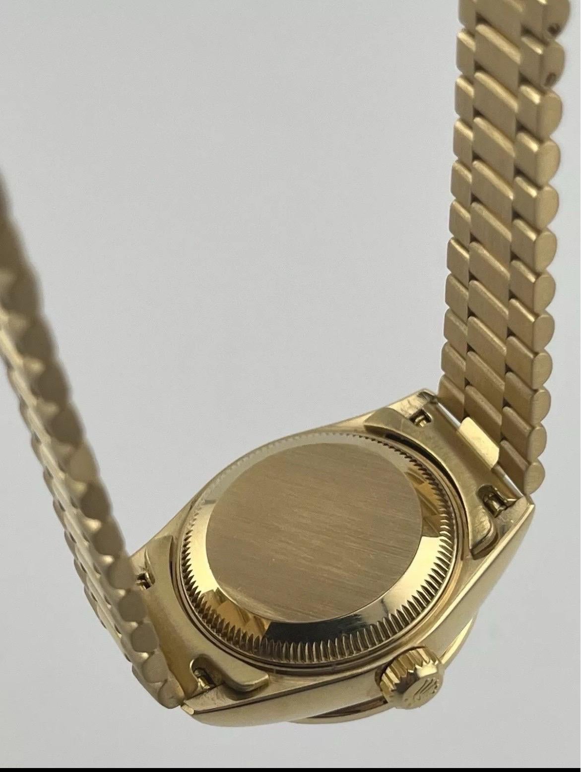 Rolex Datejust 18K Gold President 69138 Diamond Bezel MOP Dial Ladies 26mm Watch For Sale 1