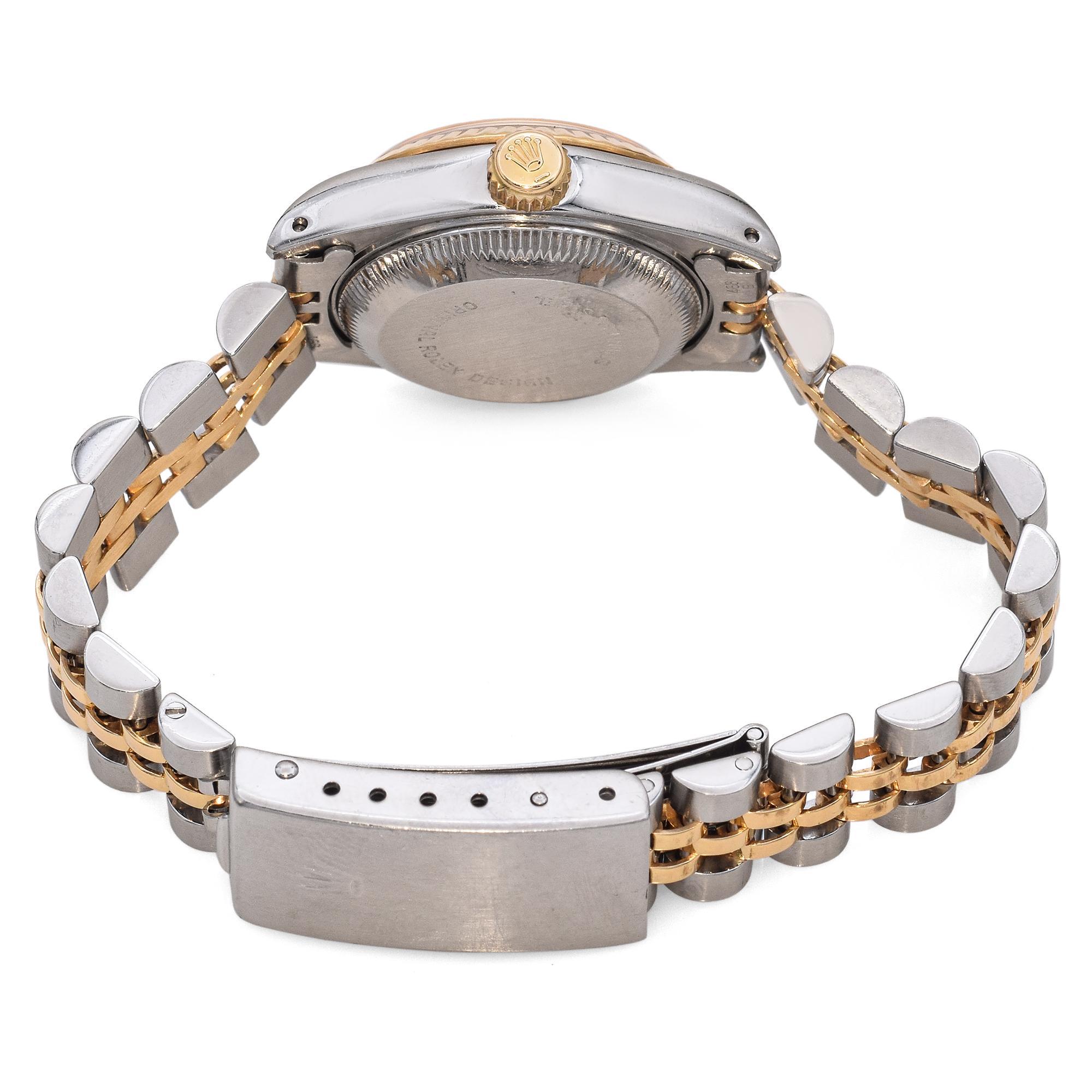 Women's or Men's Rolex Datejust 18K Gold SS Diamond Dial Automatic Women's Watch 69173