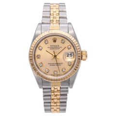 Rolex Datejust 18K Gold SS Diamond Dial Automatic Women's Watch 69173