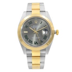 Rolex Montre Datejust en acier et or 18 carats avec cadran gris Wimbledon pour hommes 126303GYRO