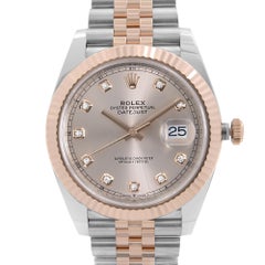 Rolex Datejust 18k Rose Gold Steel Sundust Dial Automatic Mens Watch 126331