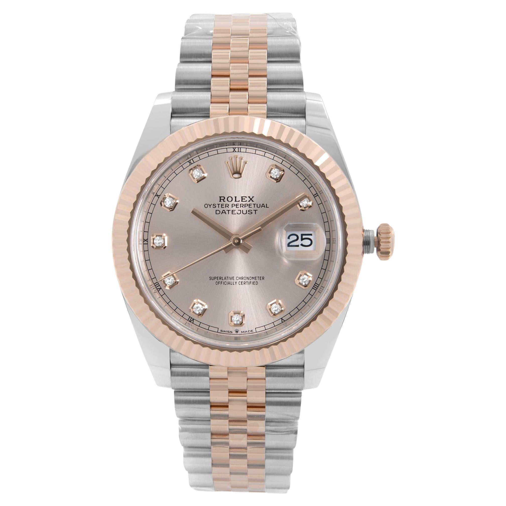 Rolex Datejust 18k Rose Gold Steel Sundust Dial Automatic Mens Watch 126331 For Sale