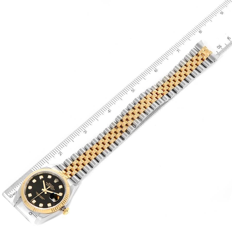 Rolex Datejust 18k Steel Yellow Gold Black Diamond Mens Watch 116233 6