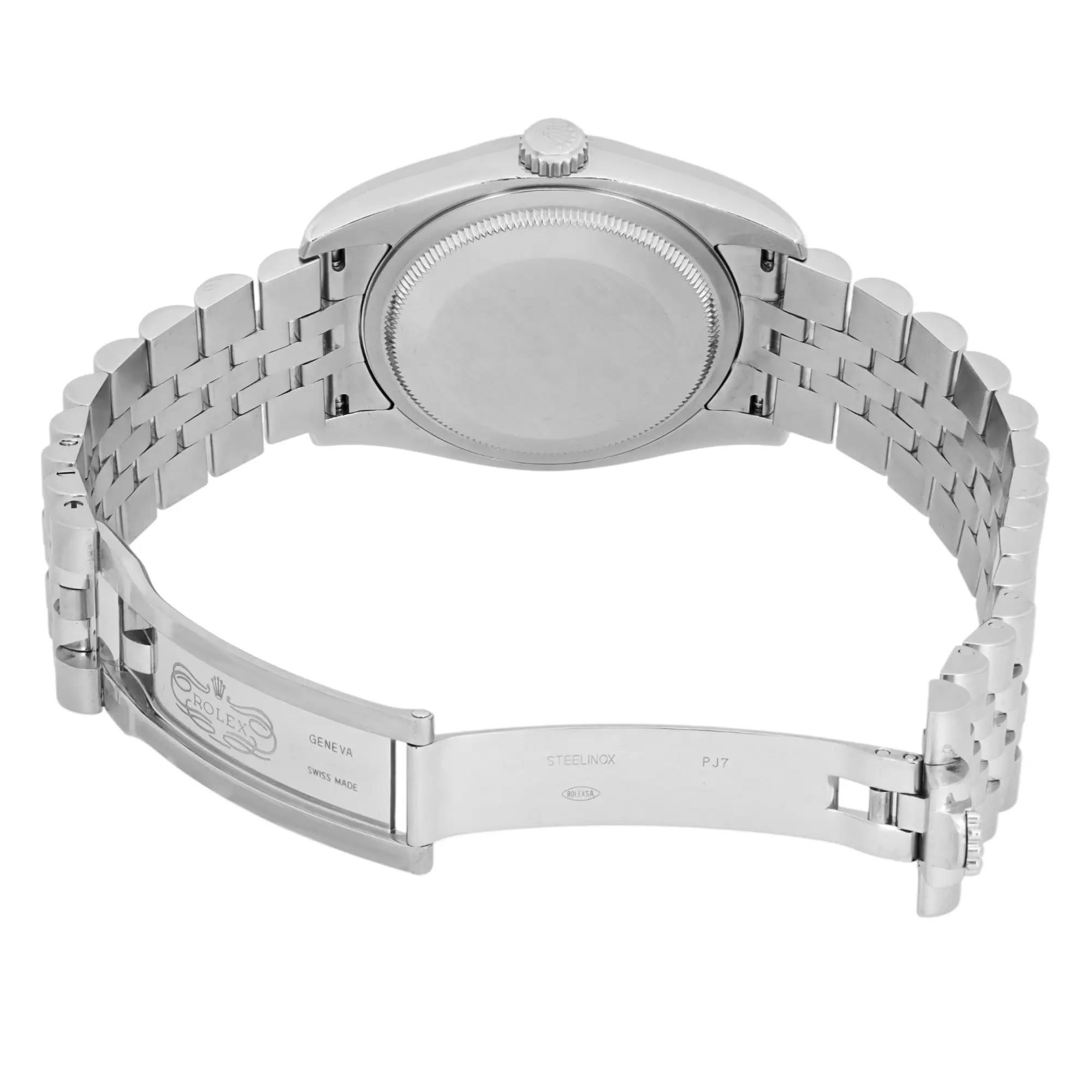 Rolex Datejust 18K White Gold Steel Black Diamond Dial Watch 116234 For Sale 2