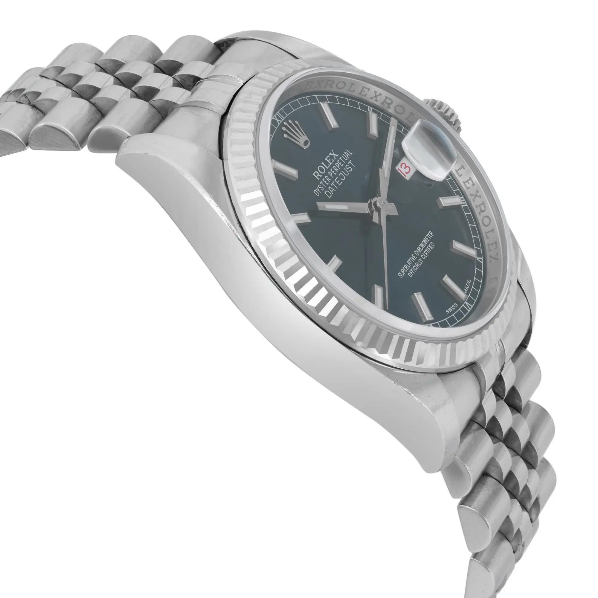 Rolex Datejust 18K White Gold Steel Blue Dial Automatic Men's Watch 116234 For Sale 1
