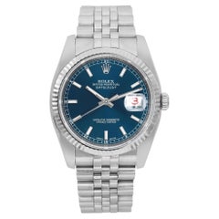 Rolex Datejust 18K White Gold Steel Blue Dial Automatic Men's Watch 116234