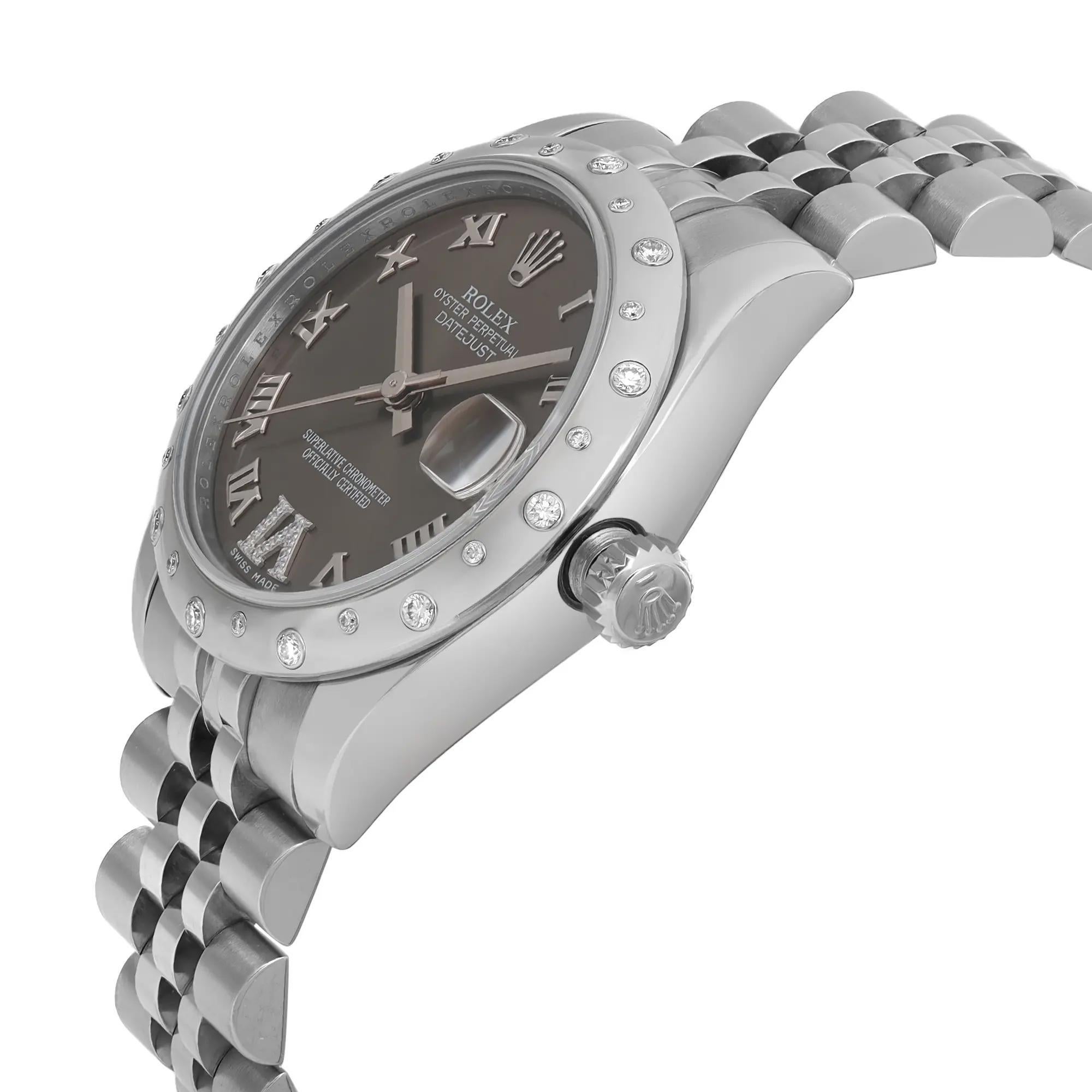 Rolex Datejust 18K White Gold Steel Diamond Bronze Dial Automatic Watch 178344 In Excellent Condition For Sale In New York, NY
