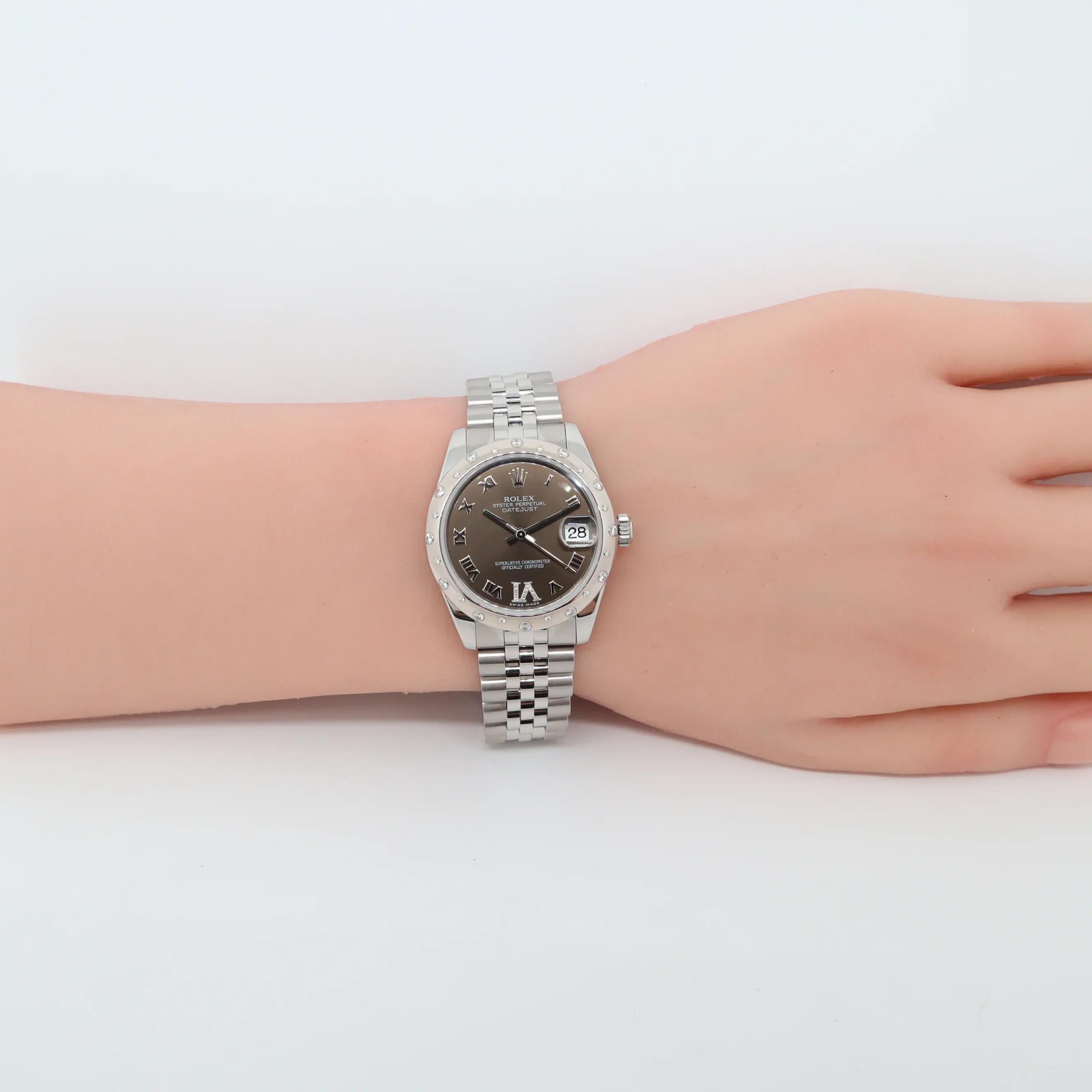 Rolex Datejust 18K White Gold Steel Diamond Bronze Dial Automatic Watch 178344 For Sale 4