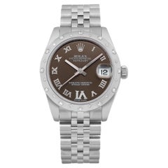 Rolex Datejust 18K White Gold Steel Diamond Bronze Dial Automatic Watch 178344