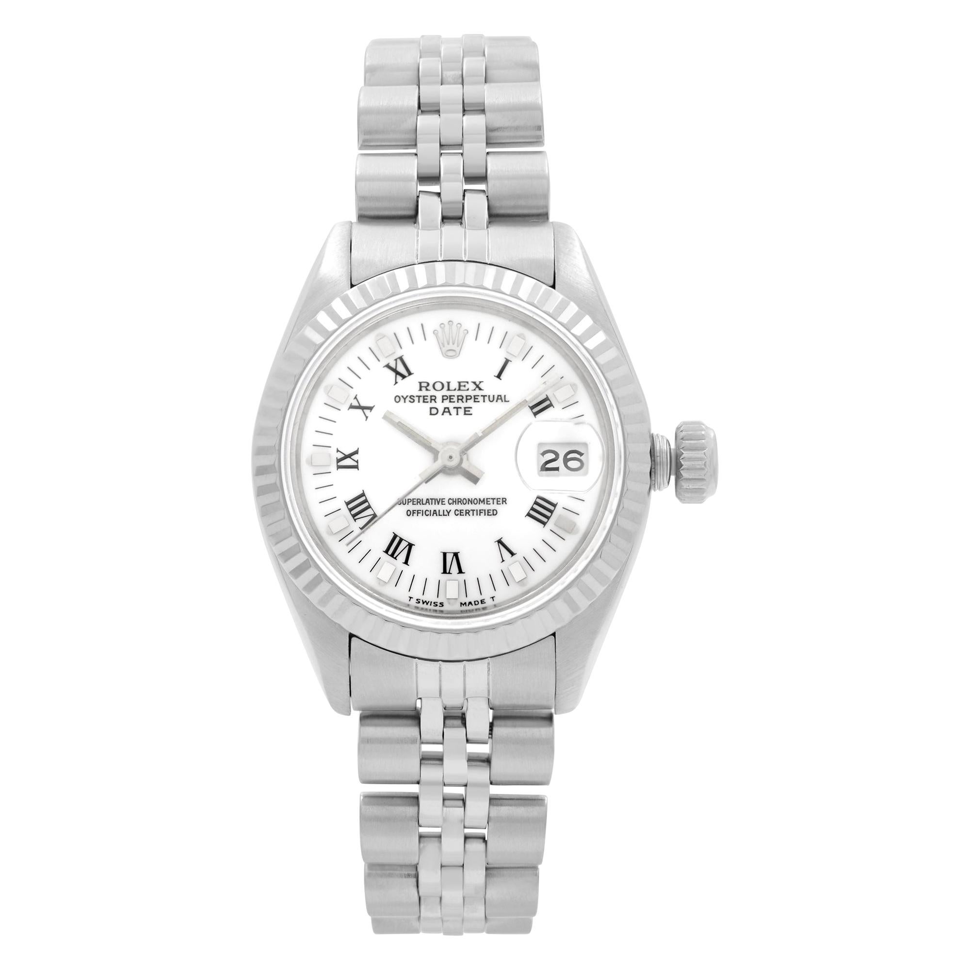 Rolex Datejust 18k White Gold Steel White Dial Automatic Ladies Watch 6917