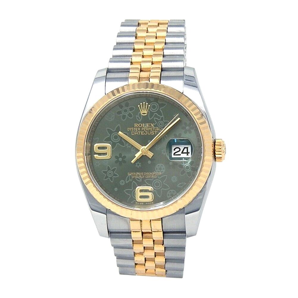 Rolex Datejust 18k Yellow Gold and Stainless Steel Automatic Men's Watch 116233 For Sale