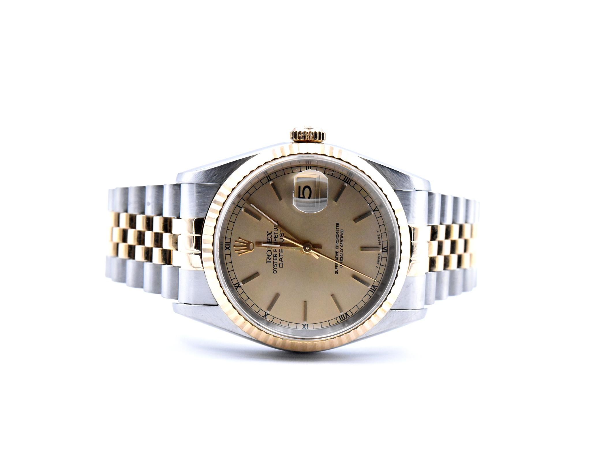 Rolex Datejust 18 Karat Yellow Gold and Stainless-Steel Watch Ref 16233 In Excellent Condition In Scottsdale, AZ