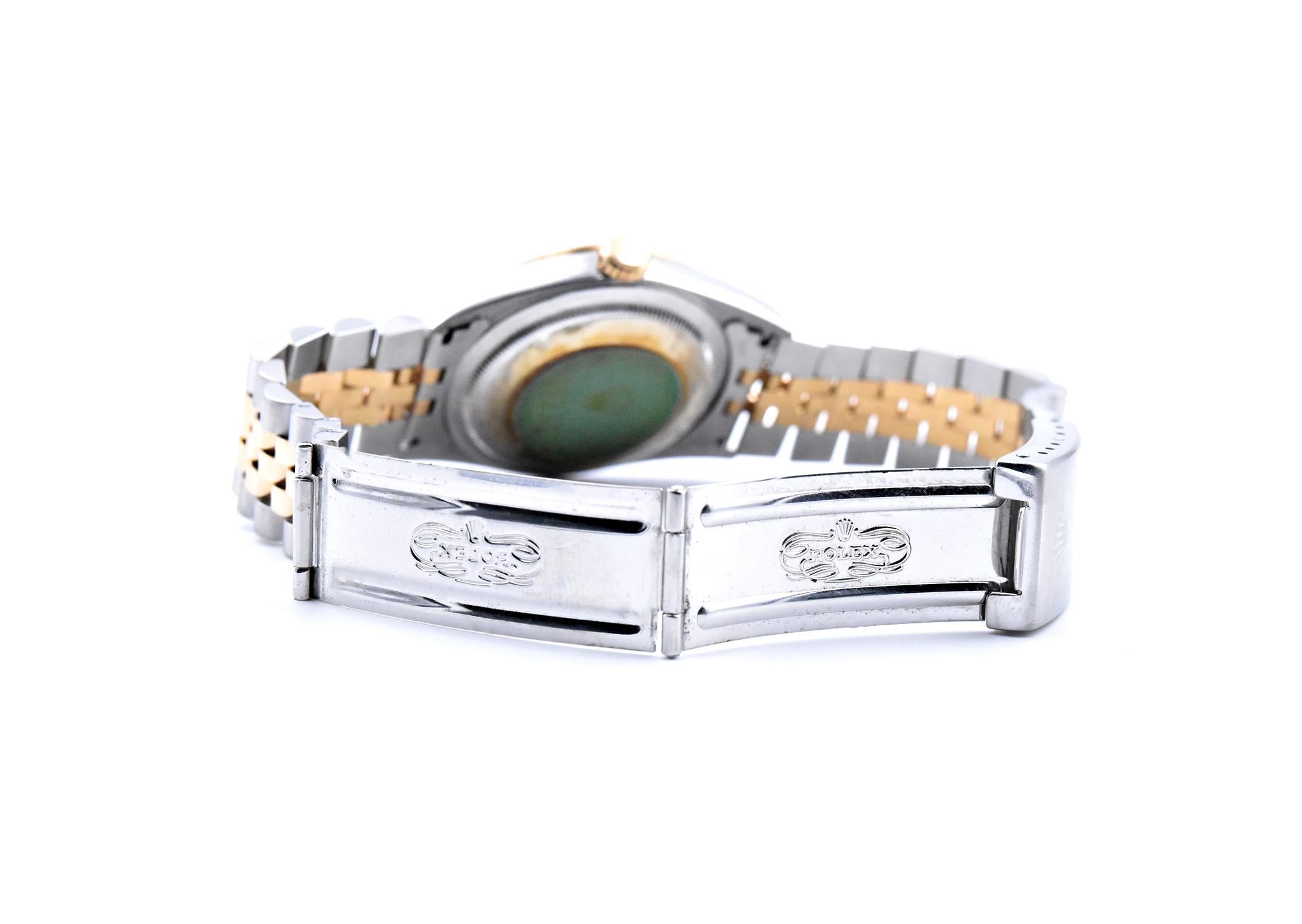 Women's or Men's Rolex Datejust 18 Karat Yellow Gold and Stainless-Steel Watch Ref 16233