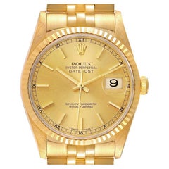 Rolex Datejust 18k Yellow Gold Champagne Dial Mens Watch 16238