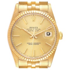 Rolex Datejust 18k Yellow Gold Champagne Dial Mens Watch 16238