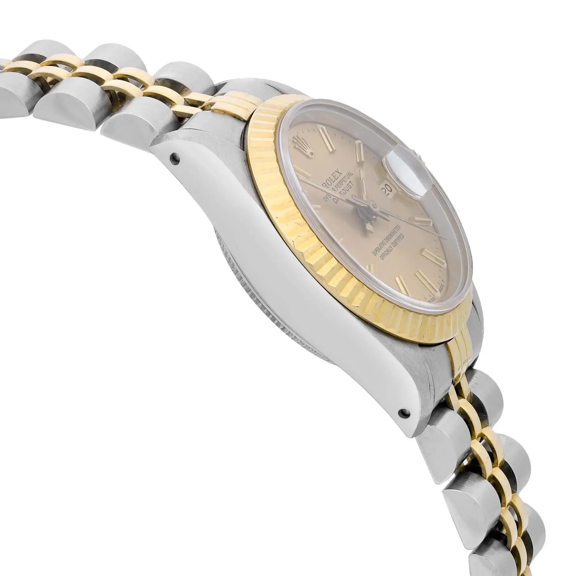 Rolex Montre Datejust en or jaune 18 carats avec boîtier et cadran champagne pour femmes 69173 Pour femmes en vente