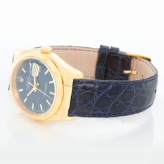 Rolex Datejust 18k Yellow Gold Men's Watch on Leather Strap Band 116138