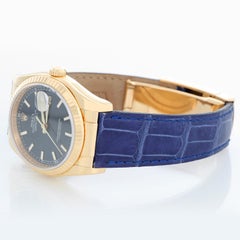 Rolex Datejust 18k Yellow Gold Men's Watch on Leather Strap Band 116138