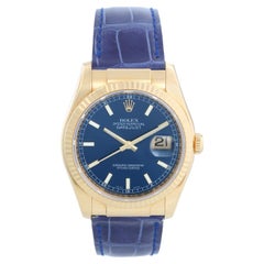 Rolex Datejust 18k Gelbgold Herrenuhr auf Lederarmband 116138