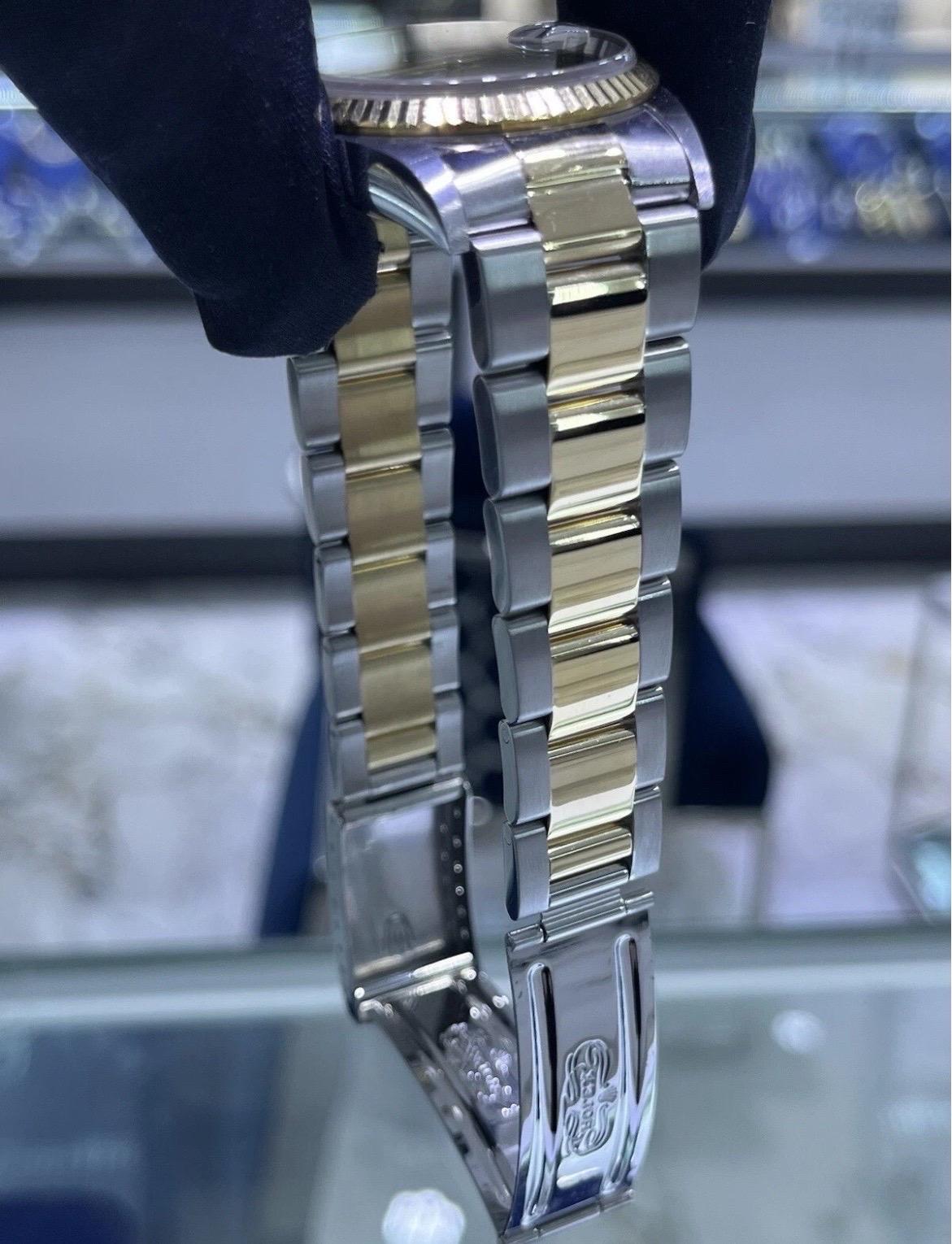 Rolex Datejust 18k Yellow Gold & Steel Champagne Dial 36mm Oyster Watch Full Set For Sale 10