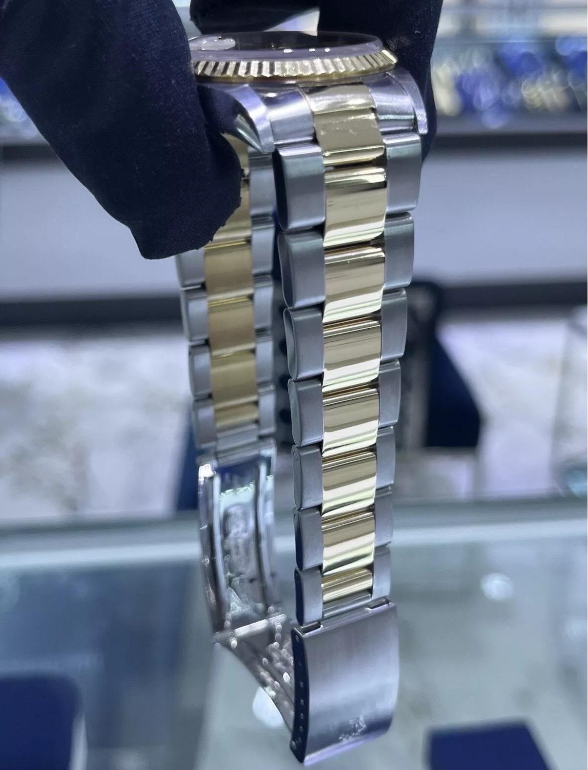 Rolex Datejust 18k Yellow Gold & Steel Champagne Dial 36mm Oyster Watch Full Set For Sale 11