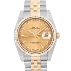 Rolex Datejust 18K Yellow Gold Steel Champagne Dial Automatic Men Watch 116233