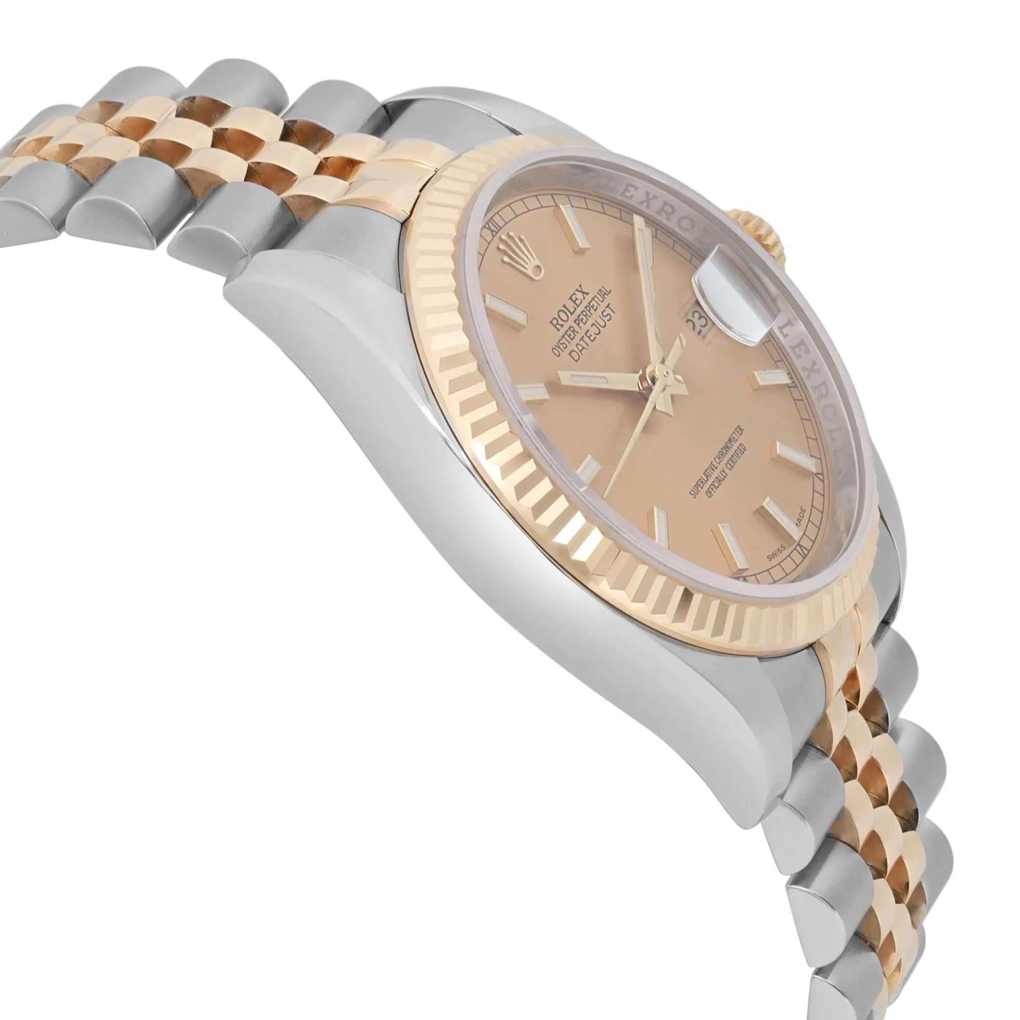 Rolex Datejust 18K Yellow Gold Steel Champagne Dial Automatic Men Watch 116233 Pour hommes en vente