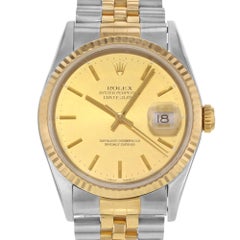Rolex Datejust 18K Yellow Gold Steel Champagne Dial Automatic Men’s Watch 16233