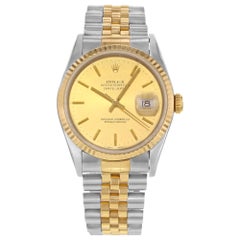 Rolex Datejust 18K Yellow Gold Steel Champagne Dial Automatic Men’s Watch 16233