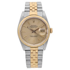 Rolex Datejust 18K Yellow Gold Steel Champagne Dial Automatic Mens Watch 16233