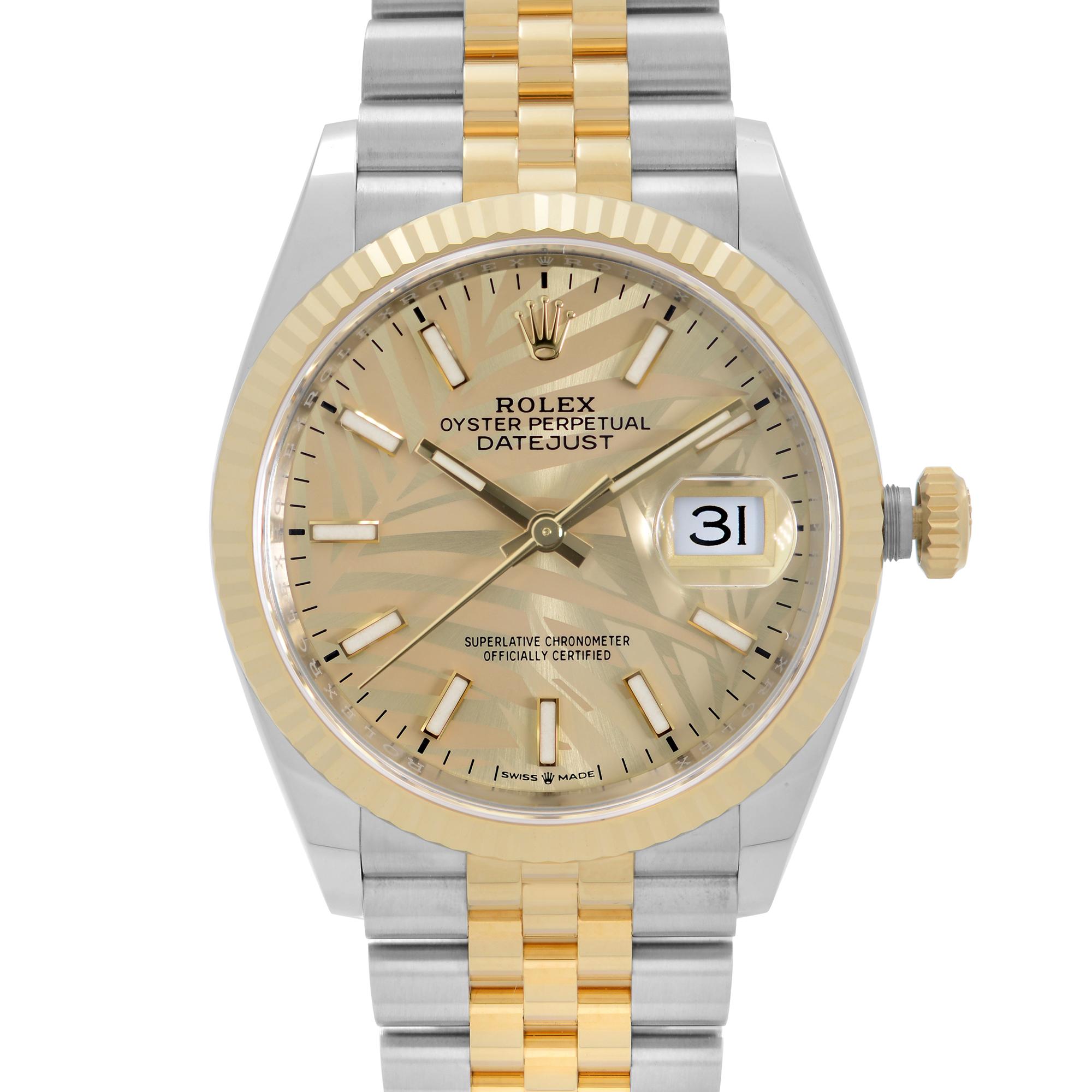 NUEVO Reloj Rolex Datejust Acero Oro Amarillo 18K Esfera Motivo Champaña 126333 en Nuevo estado para la venta en New York, NY