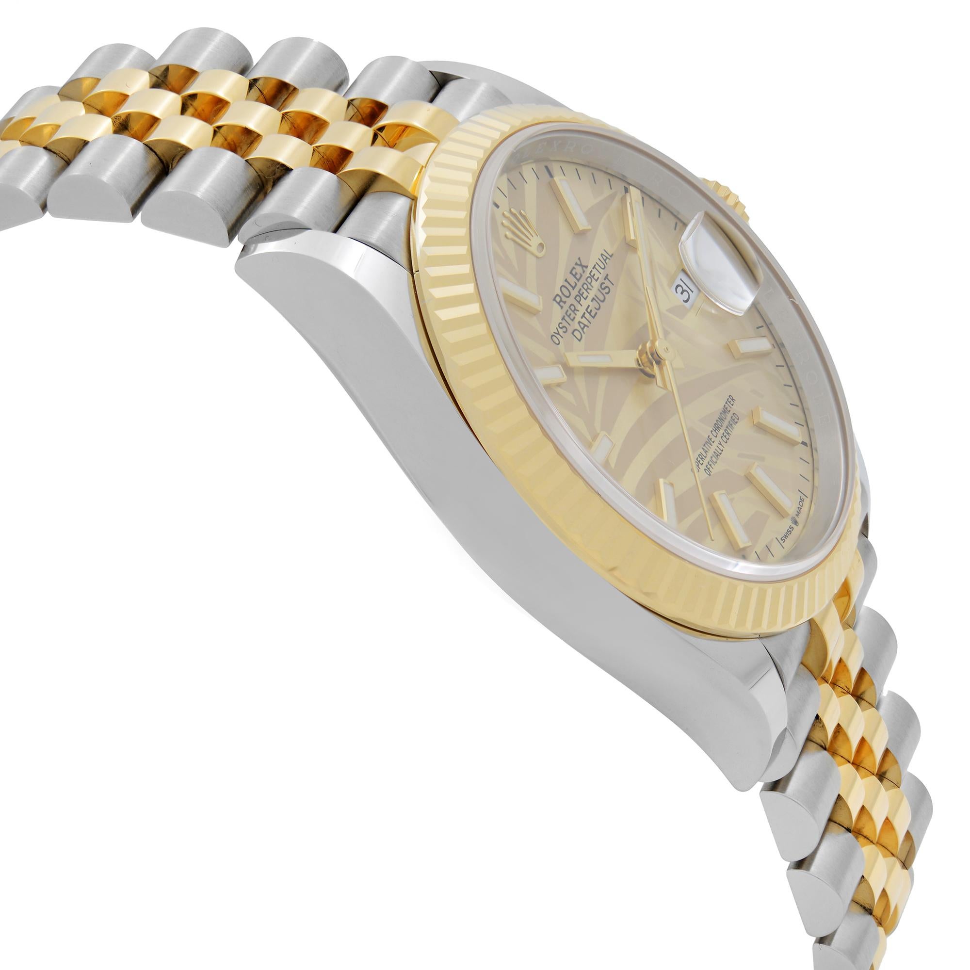Rolex Datejust, montre en or jaune 18 carats avec cadran à motif champagne 126333 en vente 2