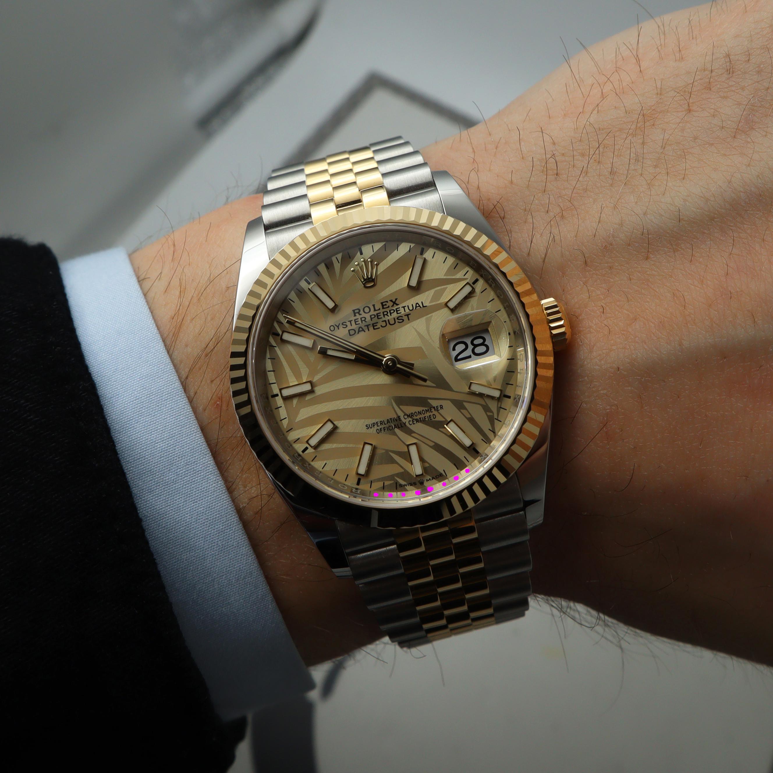 NUEVO Reloj Rolex Datejust Acero Oro Amarillo 18K Esfera Motivo Champaña 126333 en venta 4