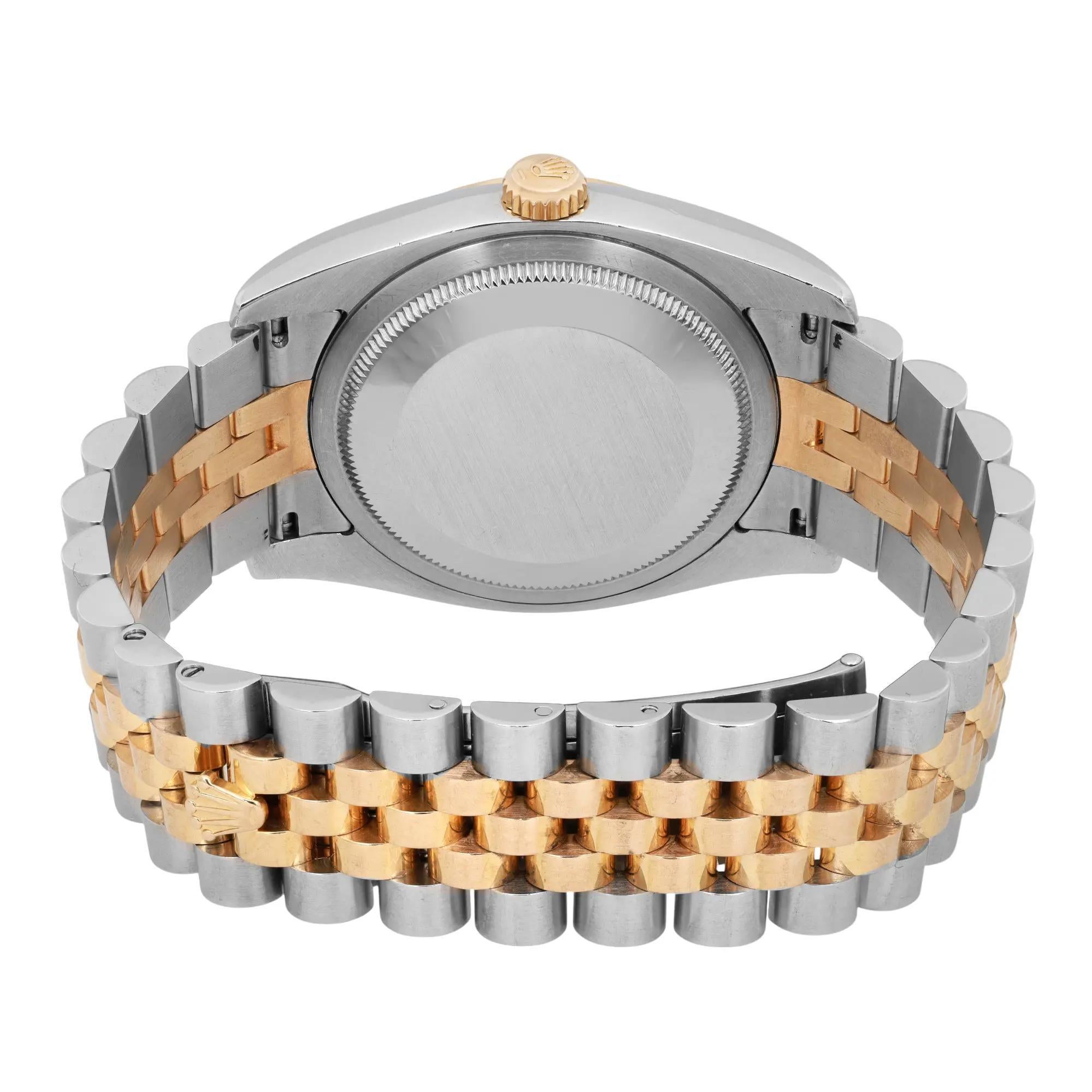 Rolex Datejust 18k Yellow Gold Steel Diamond Silver Jubilee Dial Watch 116233 en venta 2