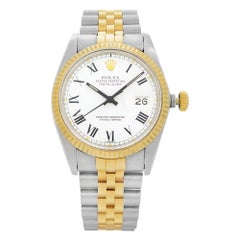 Rolex Datejust 18k Yellow Gold Steel White Dial Automatic Men's Watch 16013