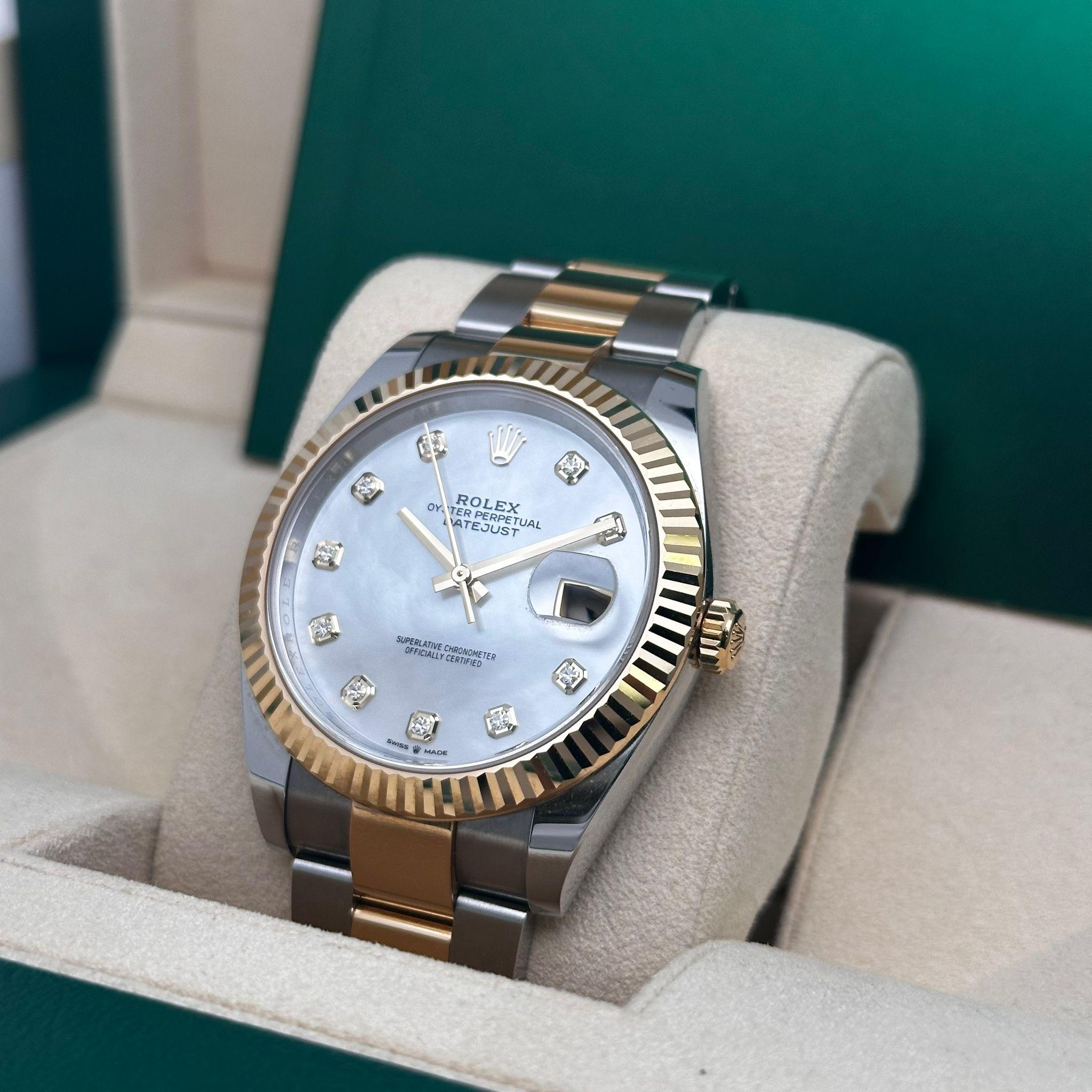 NEU Rolex Datejust 18K Gelbgold Stahl Weiß MOP Diamant Zifferblatt Uhr 126333, NEU  im Zustand „Neu“ im Angebot in New York, NY