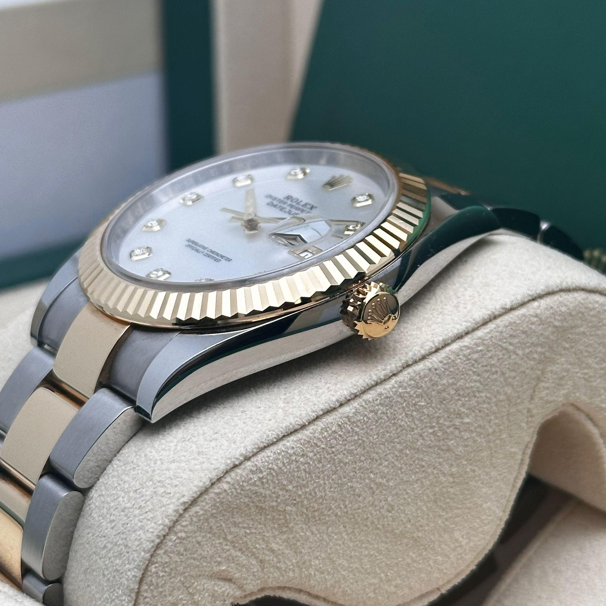 NEW Rolex Datejust 18K Yellow Gold Steel White MOP Diamond Dial Watch 126333  For Sale 2