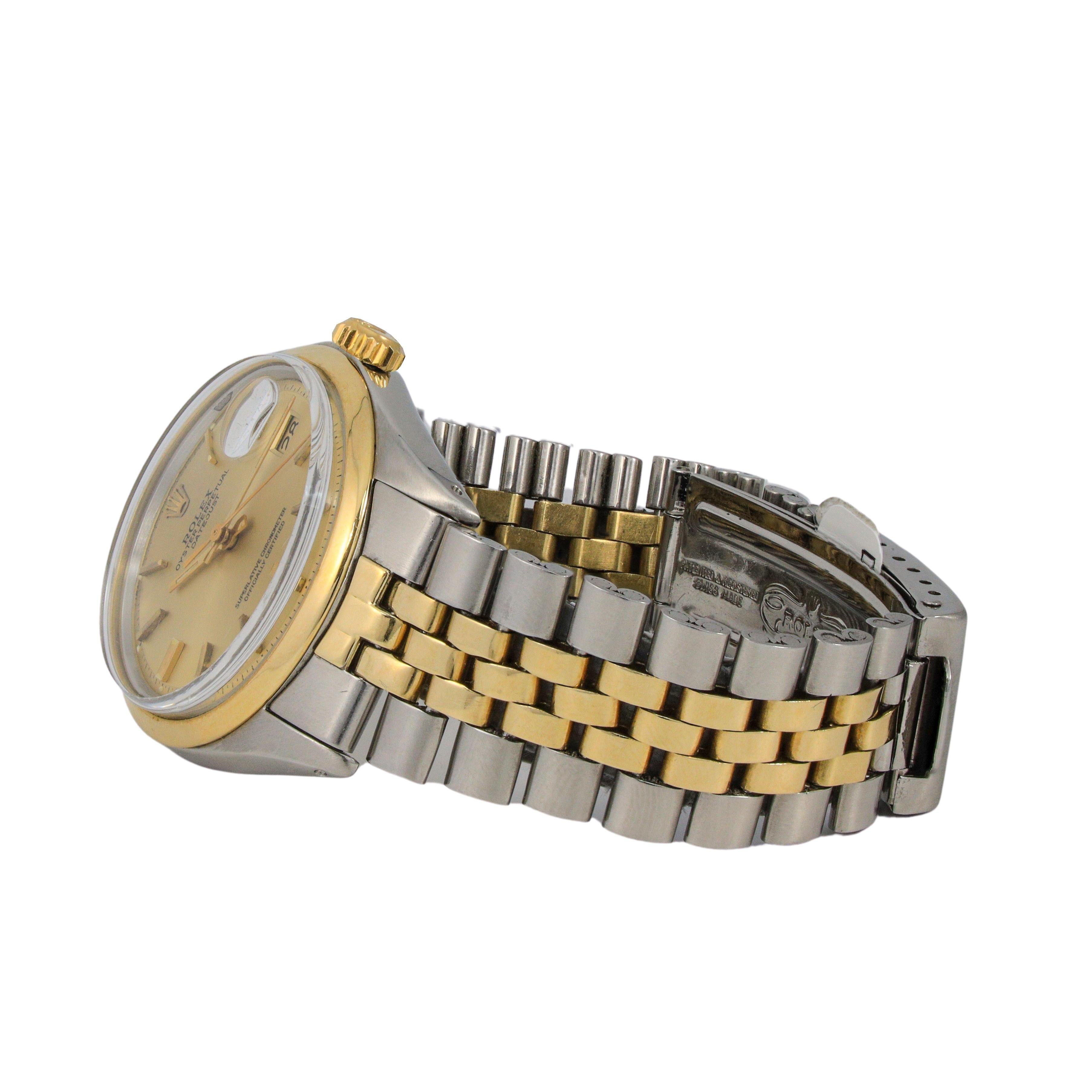 Rolex Datejust 18kt Yellow Gold/Stainless Steel Mens Watch In Excellent Condition For Sale In New York, NY