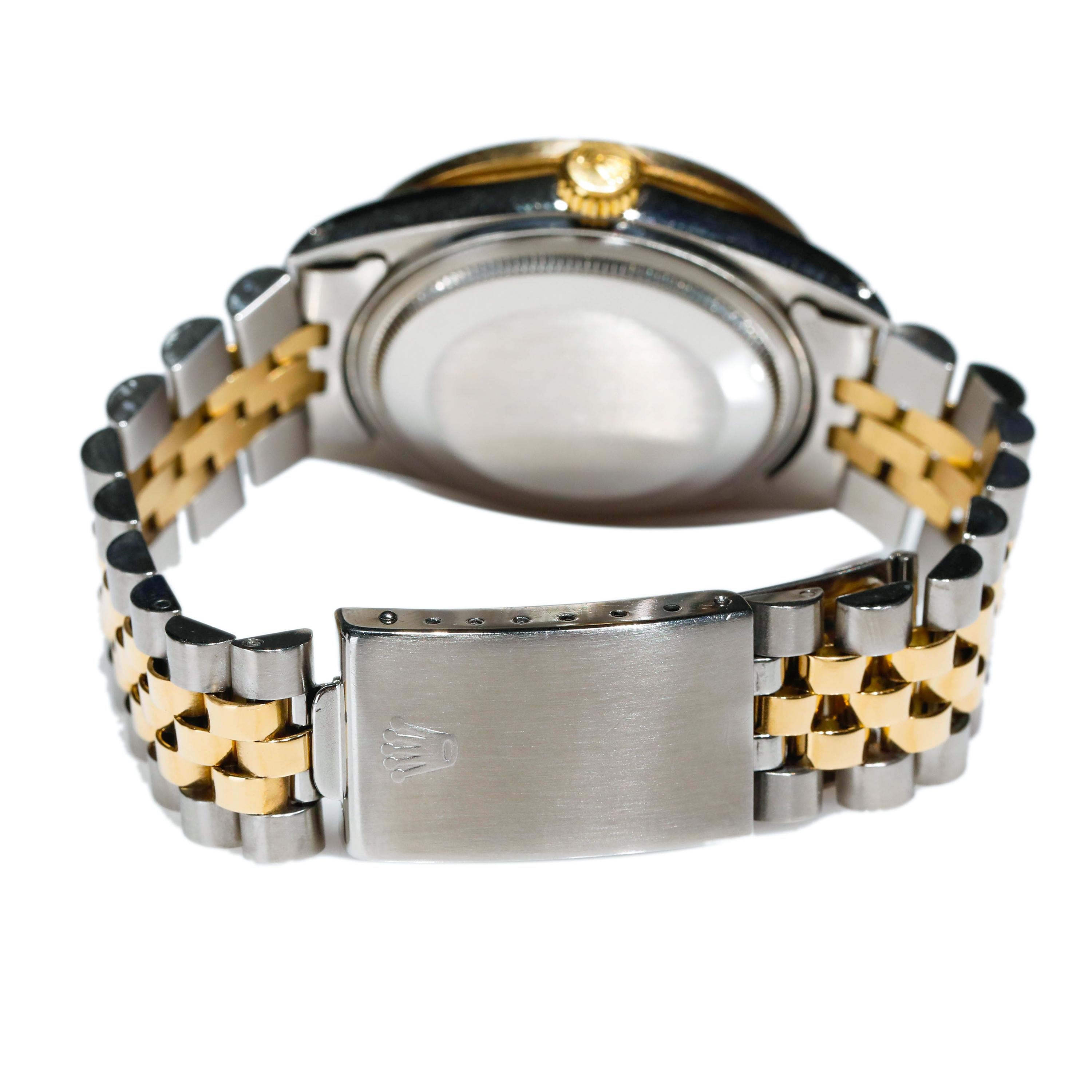 Round Cut Rolex Datejust 1978 Men's Watch Diamond Bezel & Gold Diamond Dial Steel Jubilee