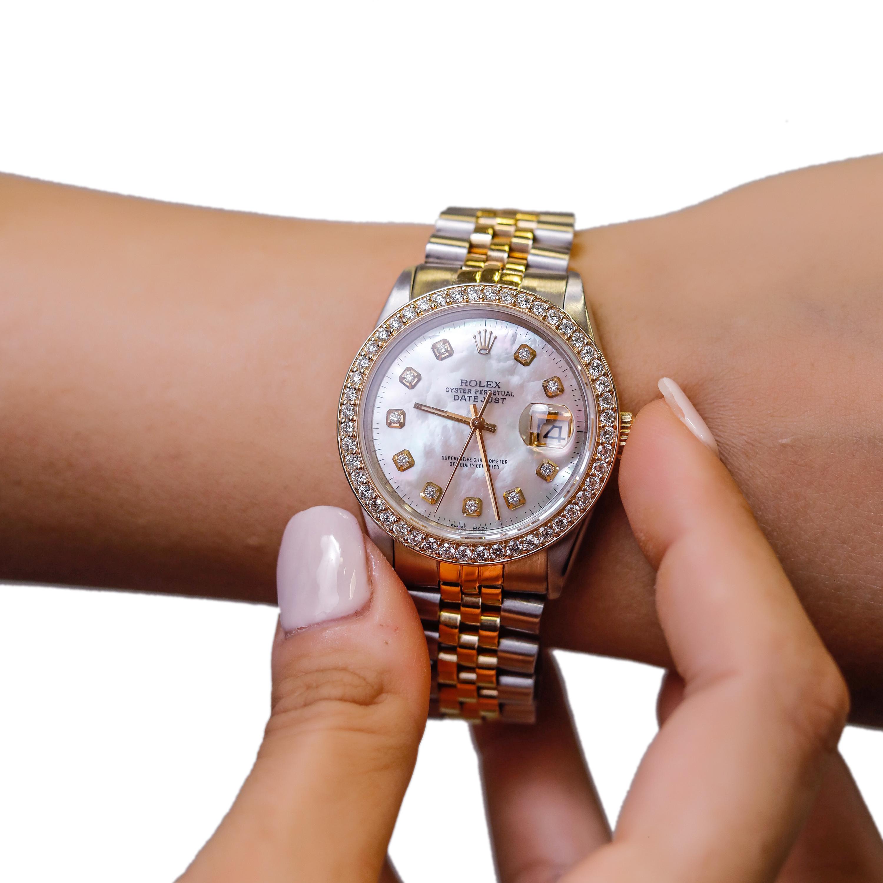 Rolex Datejust 1978 Men's Watch Diamond Bezel & Gold Diamond Dial Steel Jubilee 1