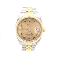 Rolex Datejust 1996 Men's Two-Tone Champagne Dial 18 Karat Gold and Steel Watch