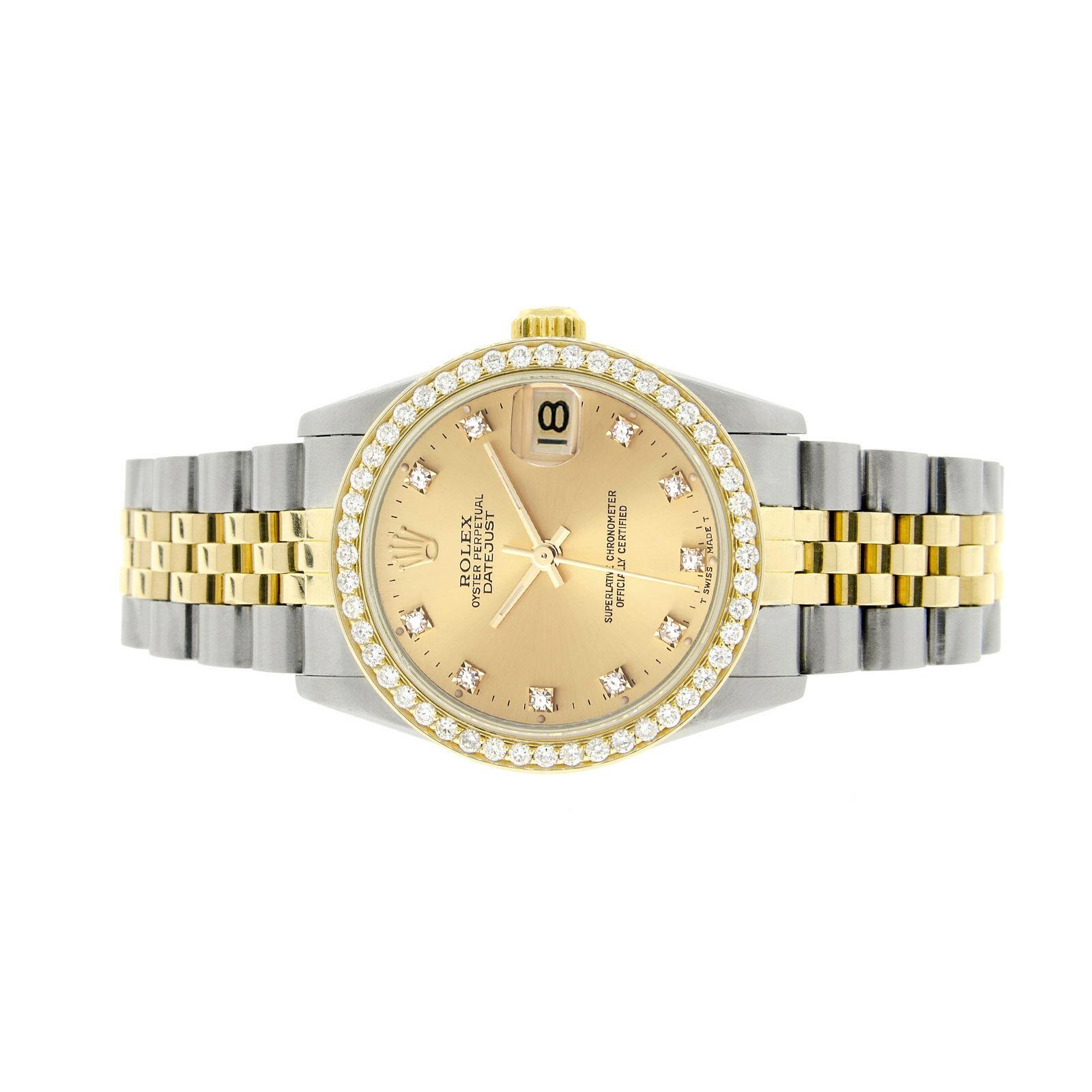 Rolex Datejust 2-tone 31mm 68273 Champagne Dial Watch With 0.95ct ...