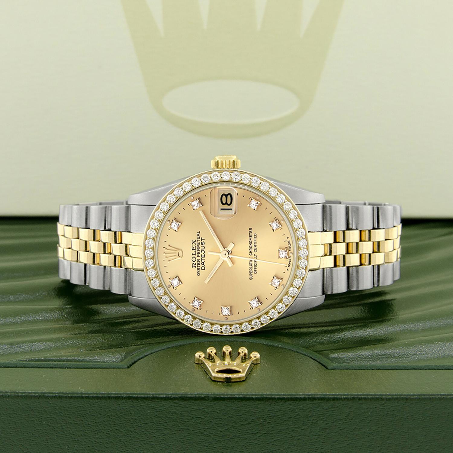 Rolex Datejust 2-tone 31mm 68273 Champagne Dial Watch With 0.95ct ...