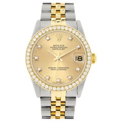 Used Rolex Datejust 2-tone 31mm 68273 Champagne Dial Watch With 0.95ct Diamond Bezel
