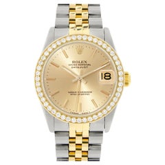 Rolex Datejust 2-tone 31mm 68273 Champagne Index Watch With 0.95ct Diamond Bezel