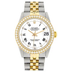 Rolex Datejust 2-tone 31mm 68273 White Diamond Watch With 0.95ct Diamond Bezel