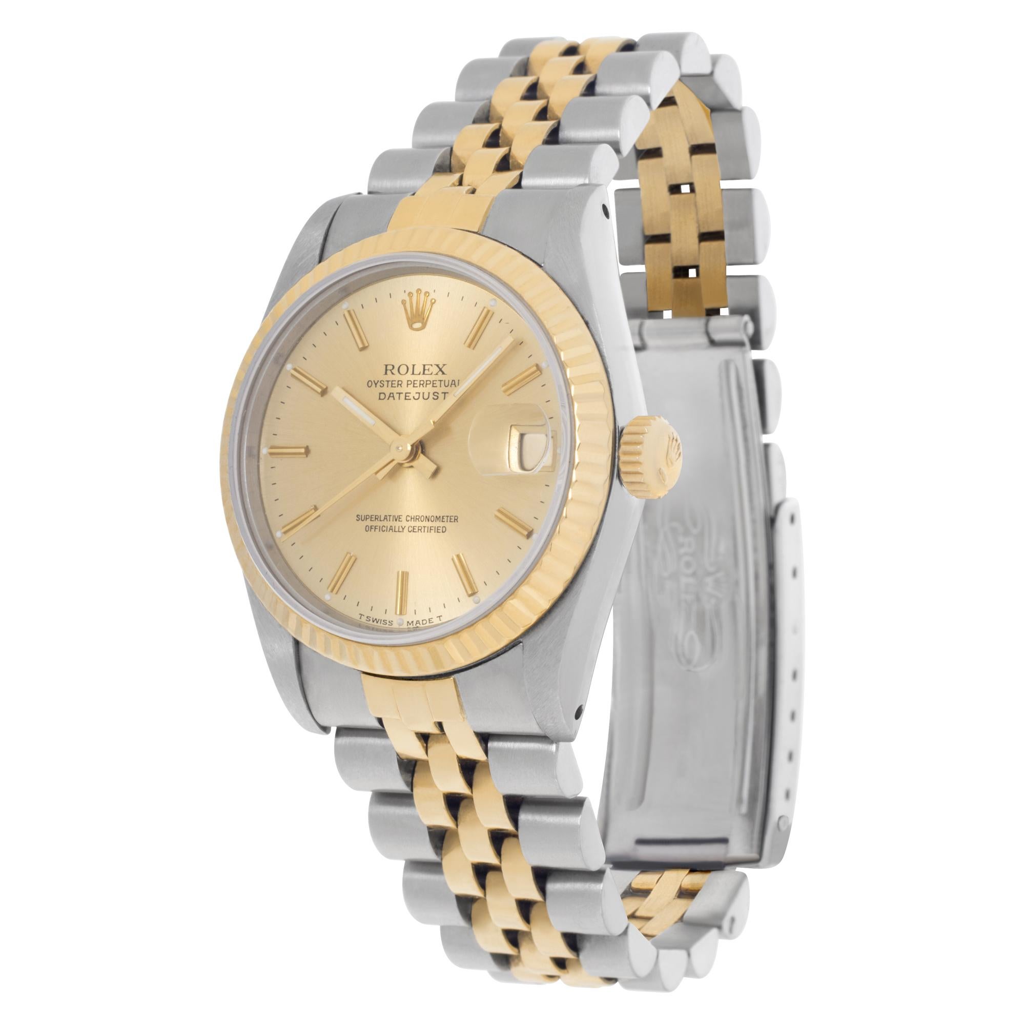 Rolex Datejust in 18k & stainless steel. Auto w/ sweep seconds and date. 31 mm case size.  Ref 68273. Circa 1990. Fine Pre-owned Rolex Watch.

Certified preowned Classic Rolex Datejust 68273 watch is made out of Stainless steel on a 18k & Stainless