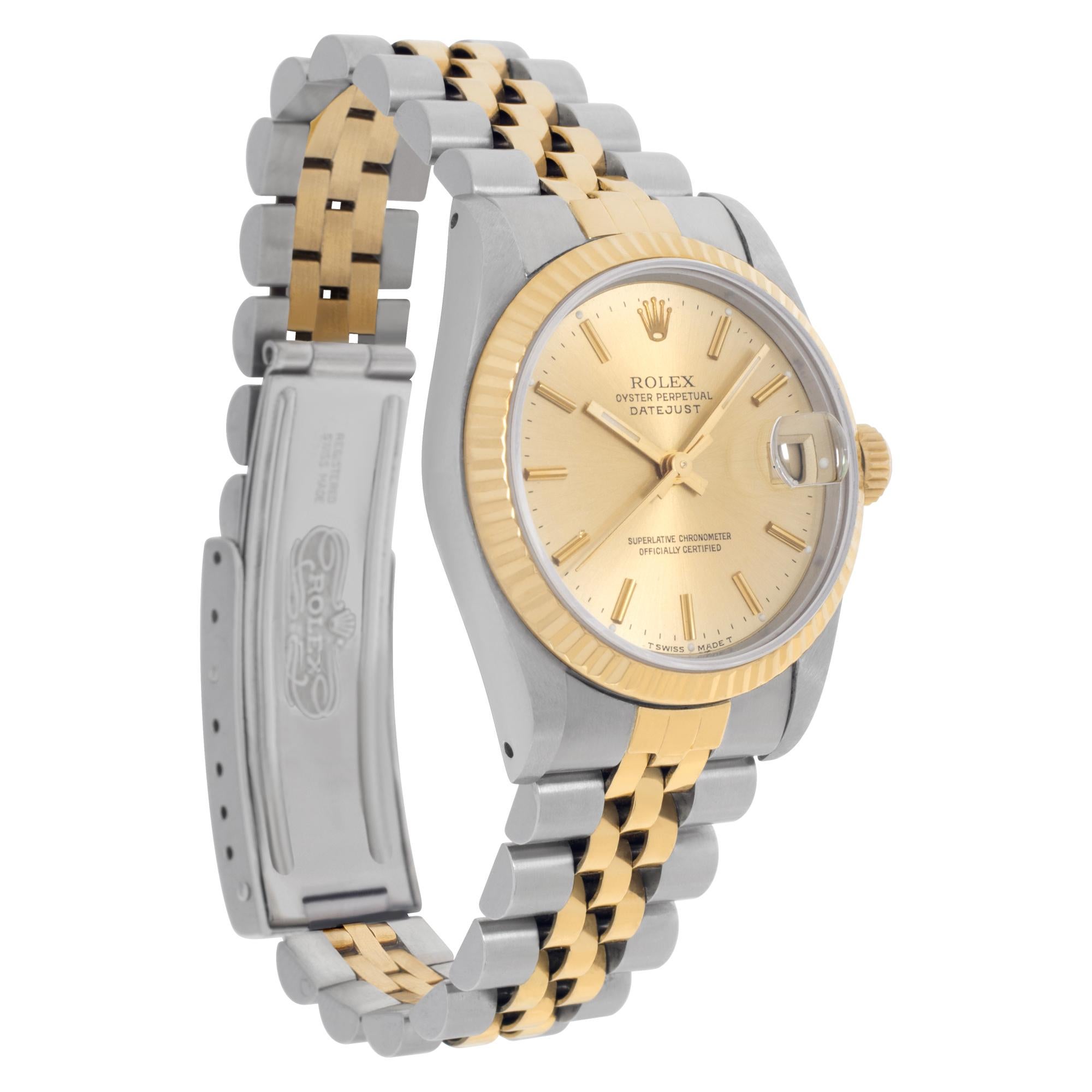 Rolex Datejust 2 Tone Champagne Stick Dial Ref. 68273 In Excellent Condition In Surfside, FL