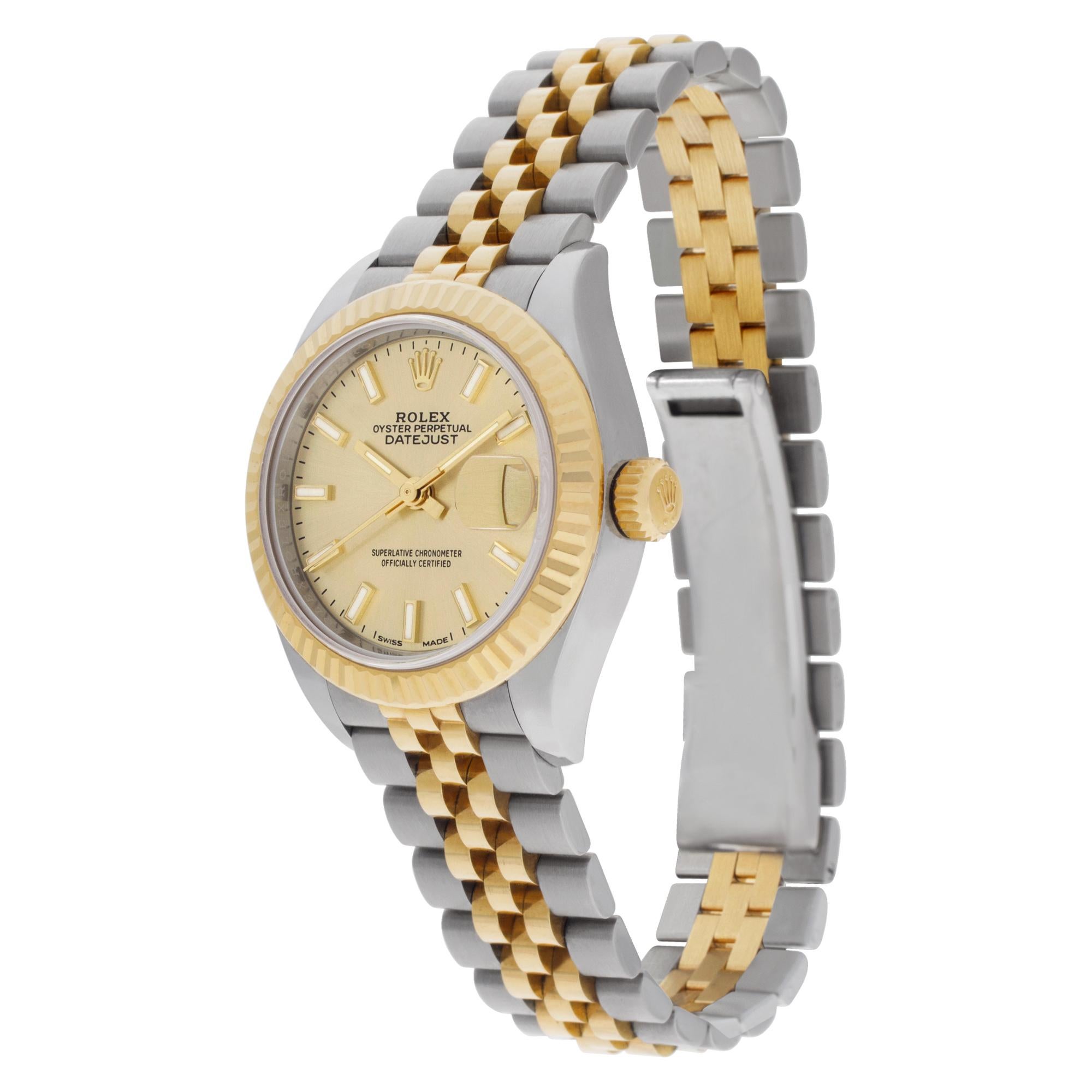 Rolex Datejust 28mm in 18k & stainless steel. Auto w/ sweep seconds and date. 28 mm case size. Circa 2020's. Ref 279173. Fine Pre-owned Rolex Watch.

Certified preowned Dress Rolex Datejust 279173 watch is made out of Gold and steel on a 18k &