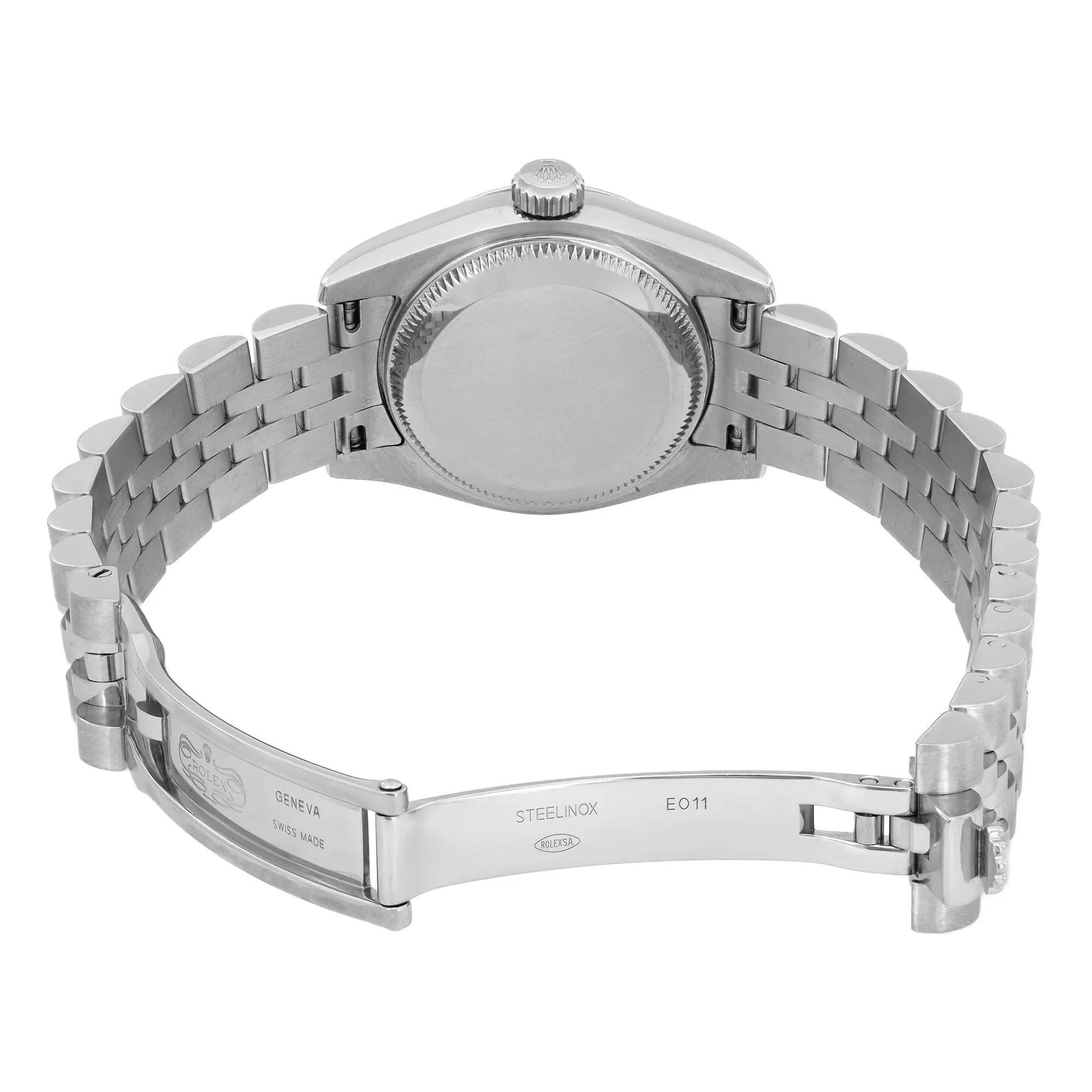 Rolex Datejust 26 18K White Gold Steel Black Jubilee Diamond Dial Watch 179174 For Sale 2